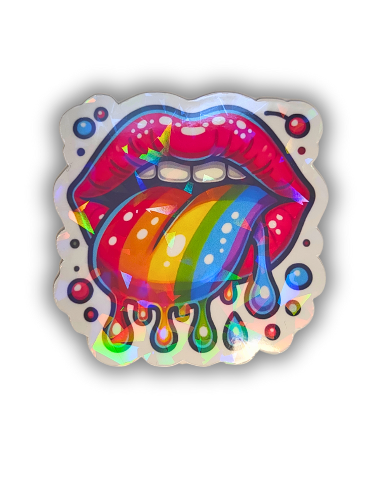 DIE CUT STICKER - RAINBOW TONGUE - LILLE